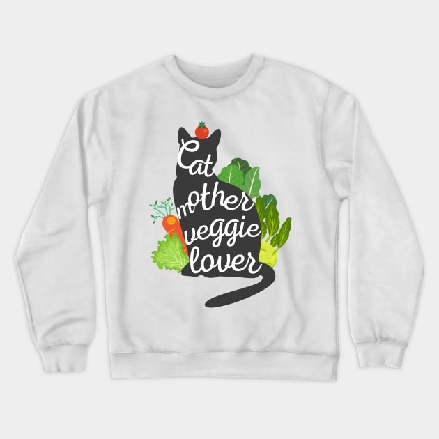 Mother Veggie Lover (Grey Cat Silhouette) Crewneck Sweatshirt by leBoosh-Designs